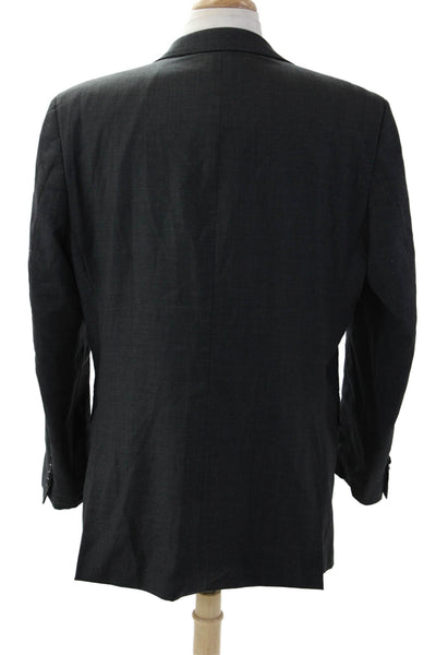 Jones New York Mens Dark Gray Wool Classic Suit Jacket Button Collared Size 44