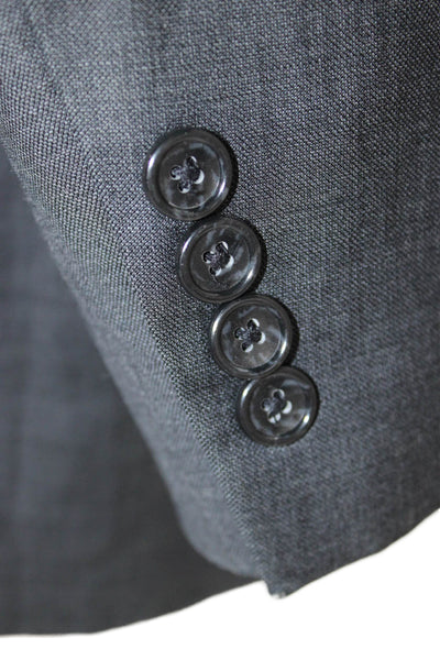 Jones New York Mens Dark Gray Wool Classic Suit Jacket Button Collared Size 44