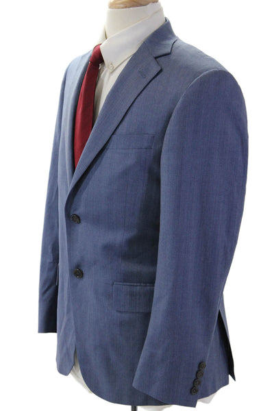 Hart Schaffner Marx Mens Herringbone Blue Suit Jacket Cotton Size 38