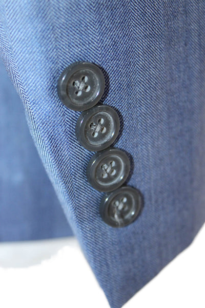 Hart Schaffner Marx Mens Herringbone Blue Suit Jacket Cotton Size 38
