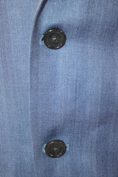 Hart Schaffner Marx Mens Herringbone Blue Suit Jacket Cotton Size 38