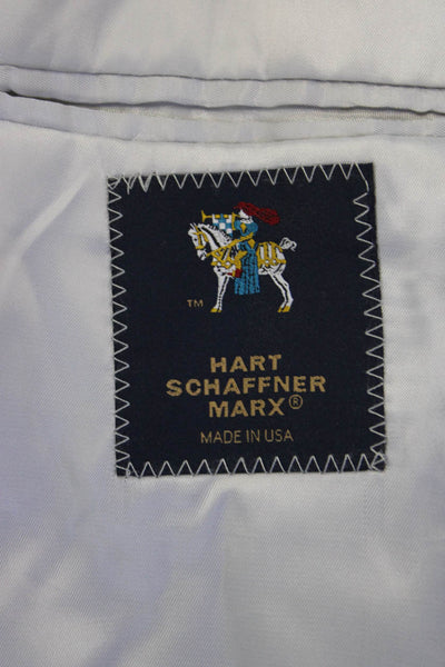 Hart Schaffner Marx Mens Herringbone Blue Suit Jacket Cotton Size 38