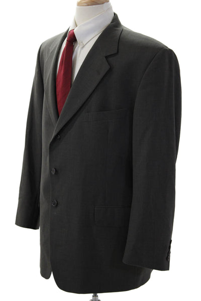 Nordstrom Mens Dark Gray 100% Wool Solid Button Suit Jacket Size 44