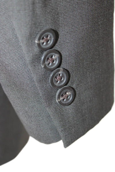 Nordstrom Mens Dark Gray 100% Wool Solid Button Suit Jacket Size 44
