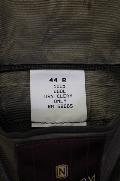 Nordstrom Mens Dark Gray 100% Wool Solid Button Suit Jacket Size 44