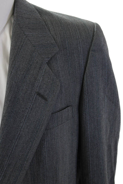 Nino Cerruti Mens 2 Piece Gray Striped Pure Wool Button Suit Size 52
