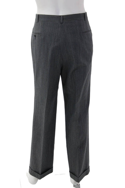 Nino Cerruti Mens 2 Piece Gray Striped Pure Wool Button Suit Size 52