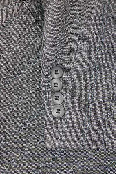 Nino Cerruti Mens 2 Piece Gray Striped Pure Wool Button Suit Size 52