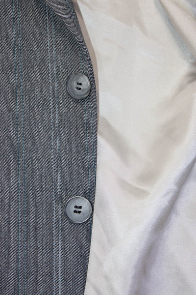 Nino Cerruti Mens 2 Piece Gray Striped Pure Wool Button Suit Size 52