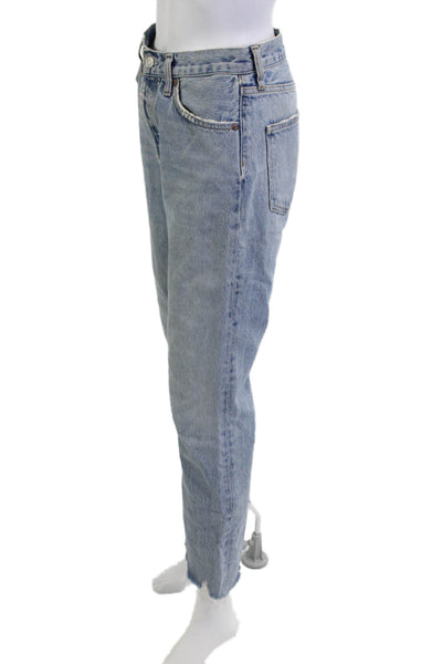 Agolde Womens Bootcut Cropped Light Blue Jeans Button Mid Rise Size 25