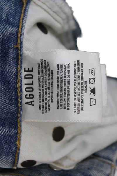 Agolde Womens Bootcut Cropped Light Blue Jeans Button Mid Rise Size 25
