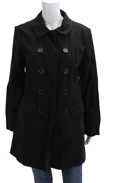 Mossimo Womens Black Pea Coat Long Sleeve Collared Cotton Spandex Size M