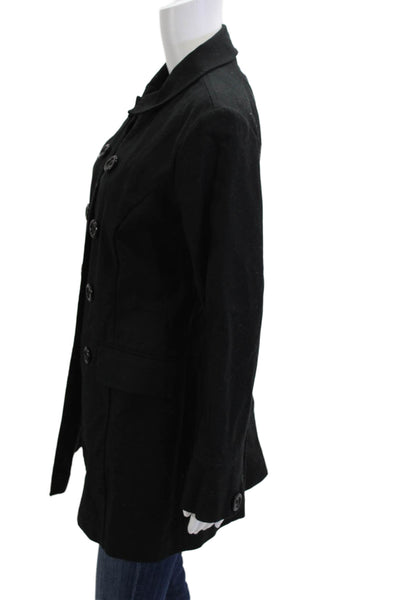 Mossimo Womens Black Pea Coat Long Sleeve Collared Cotton Spandex Size M