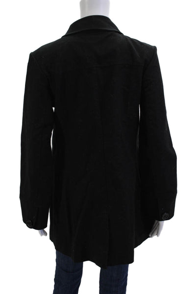 Mossimo Womens Black Pea Coat Long Sleeve Collared Cotton Spandex Size M
