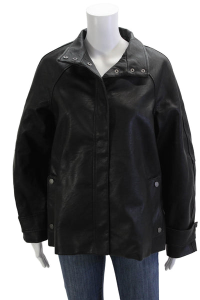 Abercrombie & Fitch Women Black Vegan Leather Motorcycle Jacket Size XS