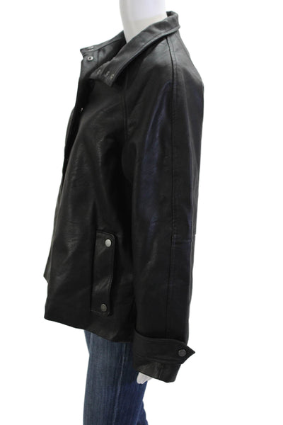 Abercrombie & Fitch Women Black Vegan Leather Motorcycle Jacket Size XS