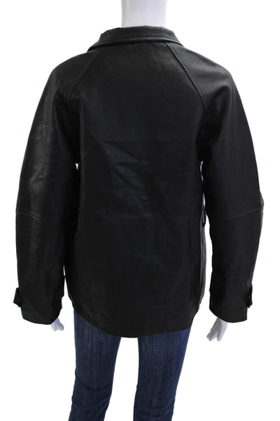 Abercrombie & Fitch Women Black Vegan Leather Motorcycle Jacket Size XS