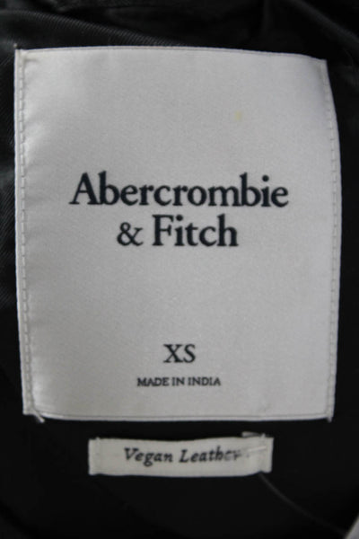 Abercrombie & Fitch Women Black Vegan Leather Motorcycle Jacket Size XS