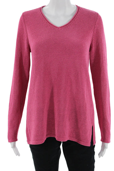 J. Mclaughlin Womens V-Neck Pullover Sweater Pink Long Sleeve Size M