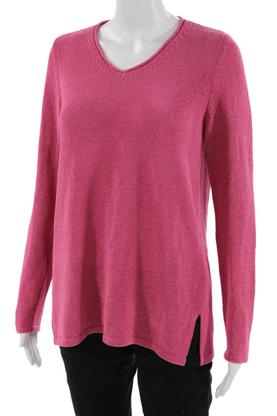J. Mclaughlin Womens V-Neck Pullover Sweater Pink Long Sleeve Size M