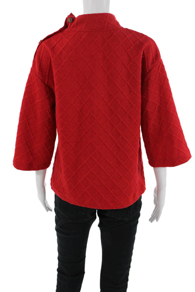 Sunday In Brooklyn Unisex Red Argyle Pullover Mockneck 3/4 Sleeve Size M