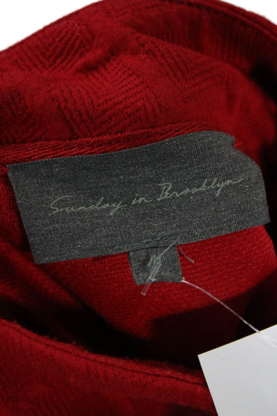 Sunday In Brooklyn Unisex Red Argyle Pullover Mockneck 3/4 Sleeve Size M
