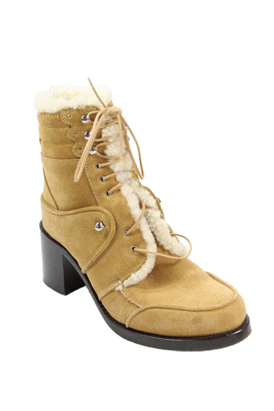 Tabitha Simmons Womens Suede Ankle Boots Beige Size 36 6