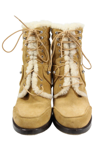 Tabitha Simmons Womens Suede Ankle Boots Beige Size 36 6