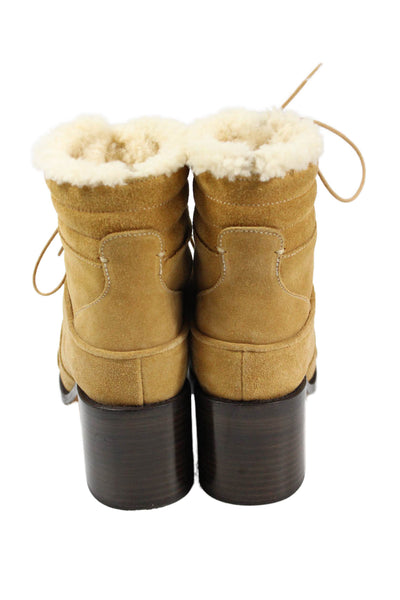 Tabitha Simmons Womens Suede Ankle Boots Beige Size 36 6