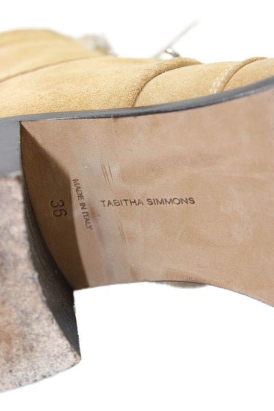 Tabitha Simmons Womens Suede Ankle Boots Beige Size 36 6