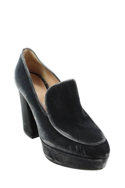 Gianvito Rossi Womens Velvet Platform Heels Gray Size 35.5 5.5