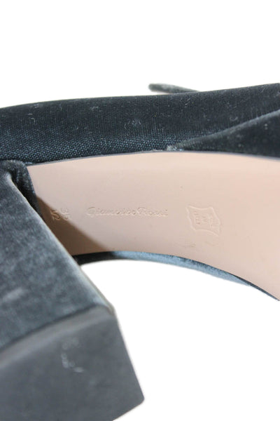 Gianvito Rossi Womens Velvet Platform Heels Gray Size 35.5 5.5