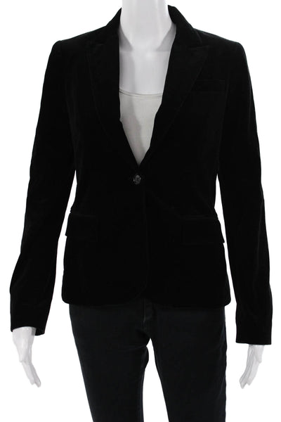 Theory Womens Classic Black Collared Button Blazer Long Sleeve Size 4