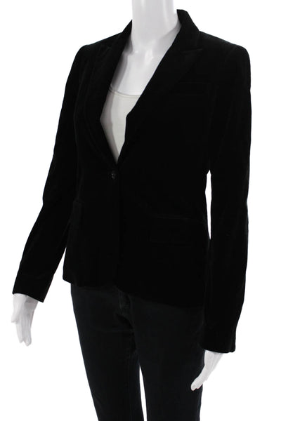 Theory Womens Classic Black Collared Button Blazer Long Sleeve Size 4