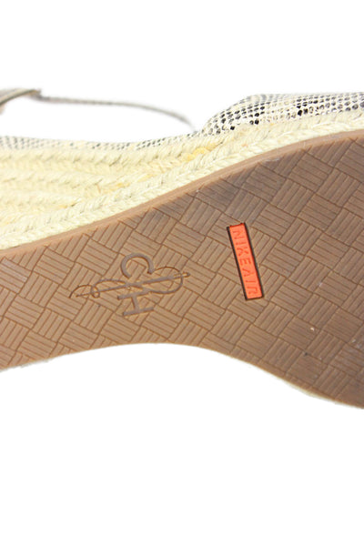 Cole Haan Womens Animal Print Espadrille Wedge Sandals Beige Size 8B