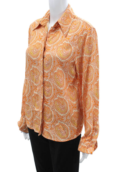 & Other Stories Womens Paisley Orange Button Up Blouse Long Sleeve Size 0