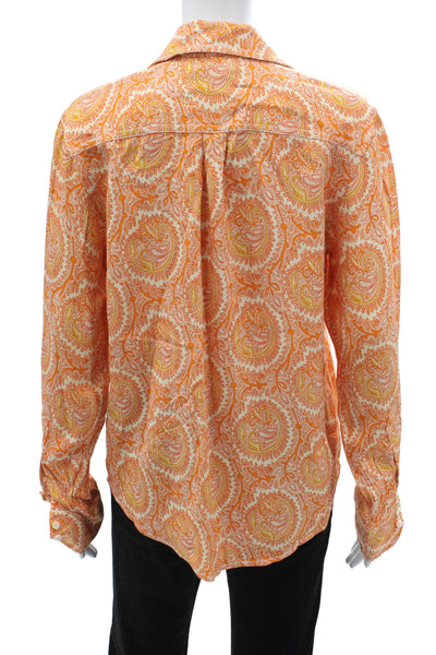 & Other Stories Womens Paisley Orange Button Up Blouse Long Sleeve Size 0