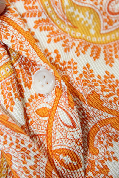 & Other Stories Womens Paisley Orange Button Up Blouse Long Sleeve Size 0