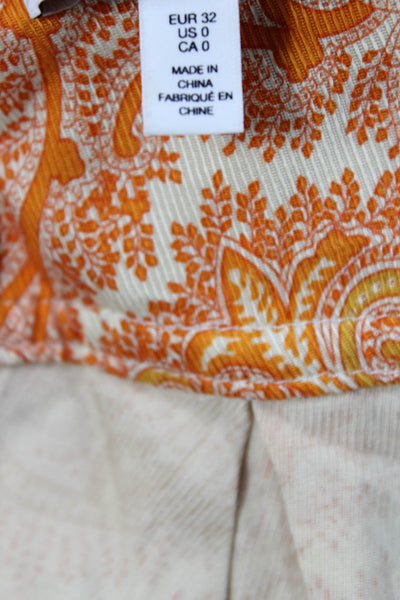 & Other Stories Womens Paisley Orange Button Up Blouse Long Sleeve Size 0