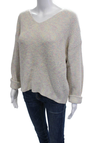 Michael Stars Womens Pullover V-Neck Long Sleeve Beige Sweaters Size S