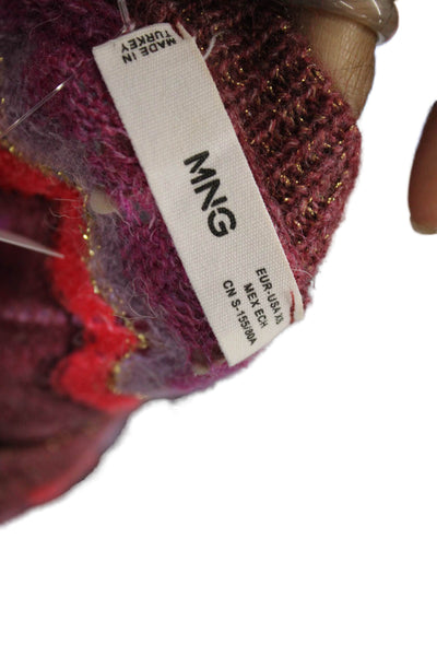 MNG Womens Pullover Brown Wool Blend Crew Neck Button Size XS