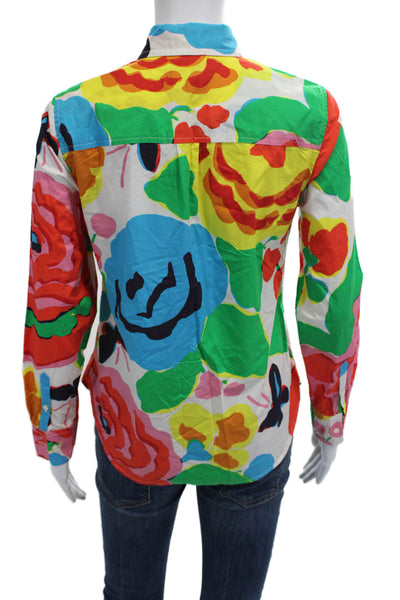 J Crew Womens Floral Cotton Collared Button-Up Long Sleeve Shirt Size 0