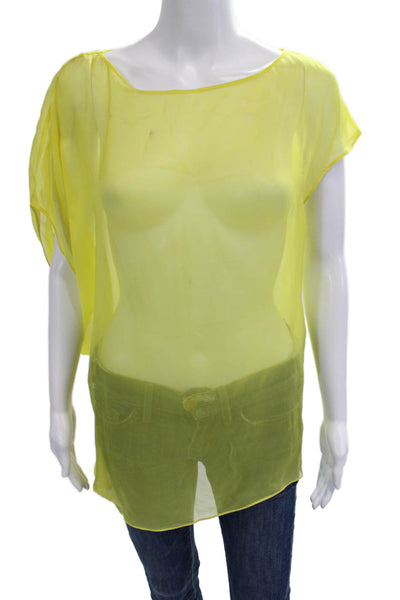Teri Jon Sportswear Women Tunic Yellow Short Sleeve Round Neck Size 6