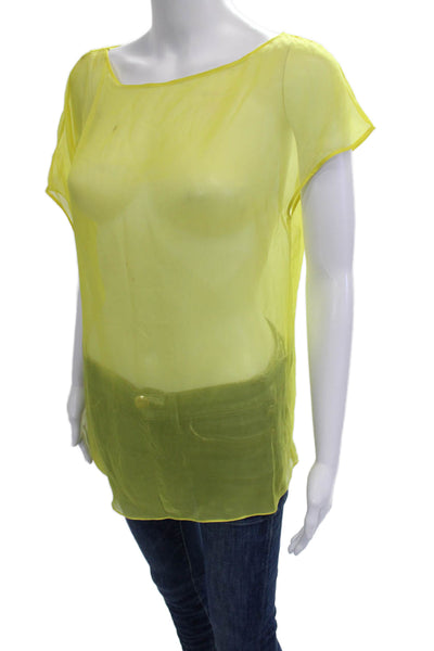 Teri Jon Sportswear Women Tunic Yellow Short Sleeve Round Neck Size 6