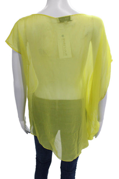 Teri Jon Sportswear Women Tunic Yellow Short Sleeve Round Neck Size 6