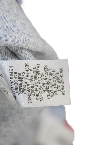 Frank & Eileen Women Light Blue Floral Linen Long-Sleeve Button-Up Size 2XS