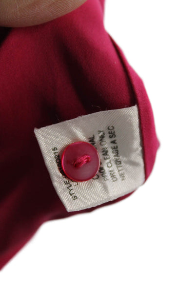 Tahari Womens Collared Long Sleeve Red Silk Blend Button Up Blouse Size 2