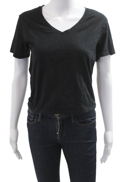 Athleta Women Black V-Neck Short Sleeve Modal Blend Petite Tee Size 2XS