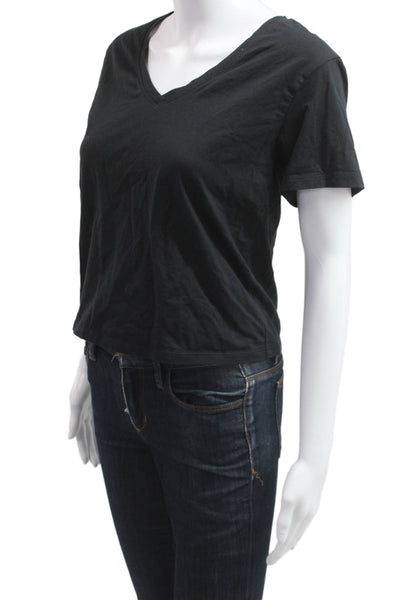 Athleta Women Black V-Neck Short Sleeve Modal Blend Petite Tee Size 2XS