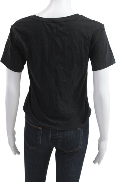 Athleta Women Black V-Neck Short Sleeve Modal Blend Petite Tee Size 2XS